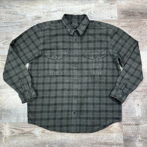 Filson Alaskan Guide Thick Flannel Shirt Plaid Gray Black Mens Size XL